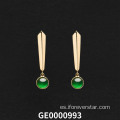 Pendientes de jadeita de oro imperial verde de oro real de 18k